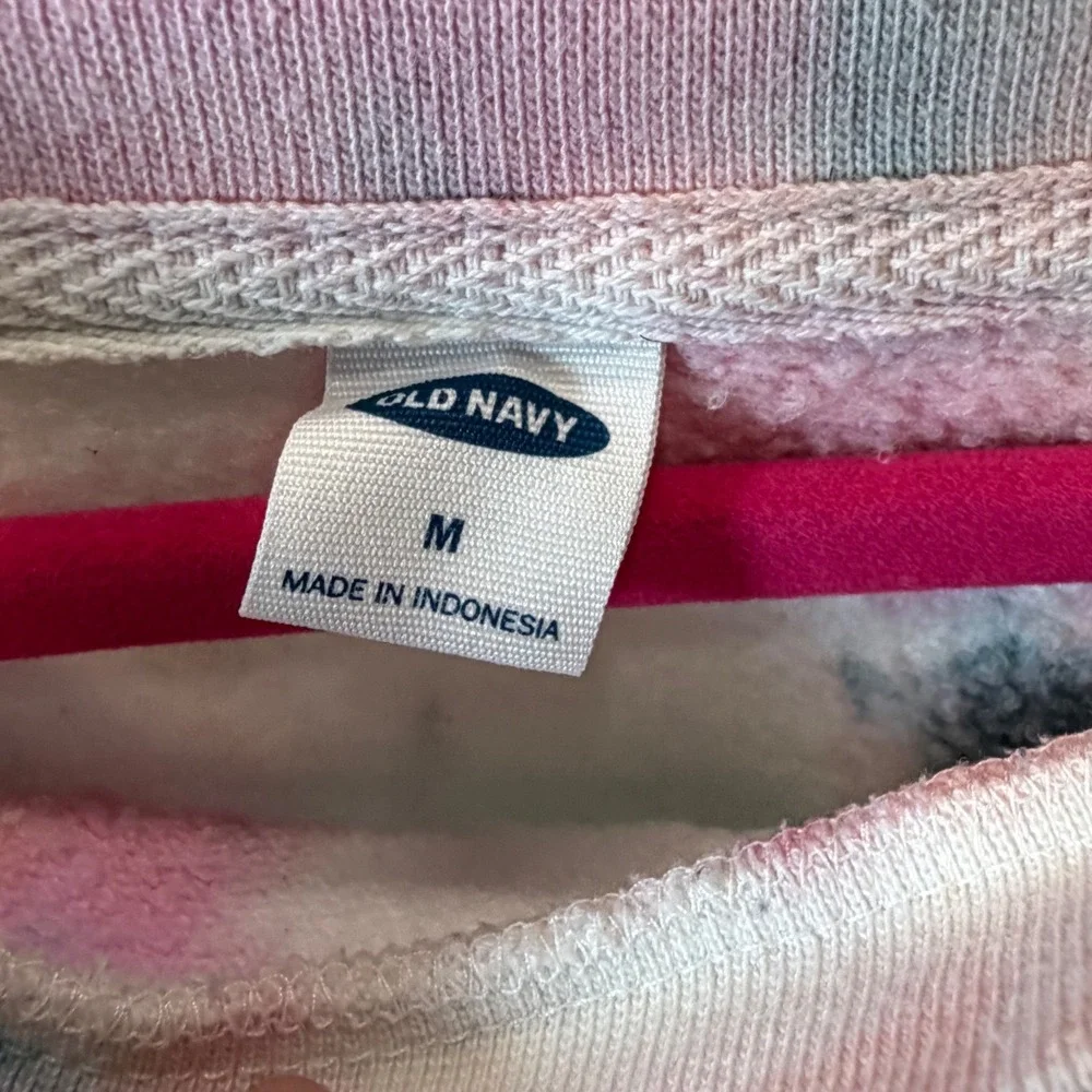 Old Navy Girls Pink Blue Tie Dye Oversized Fleece Pullover Sweatshirt M 16287